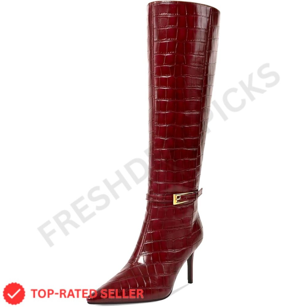 Brand New Comjuy Boots 6 Red Croc Stiletto Heels